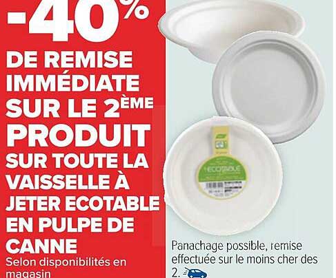 la vaisselle à jeter écotable en pulpe de canne