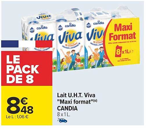 lait u.h.t. viva "maxi format" candia