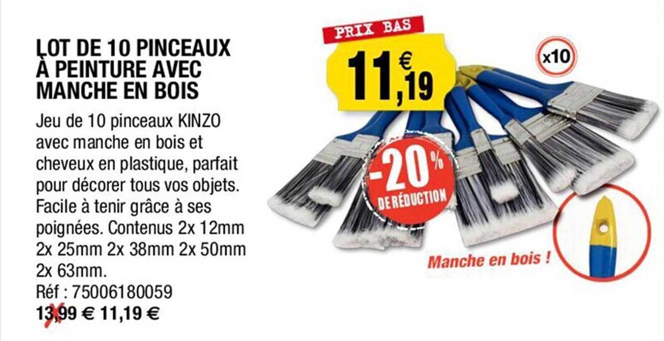 Lot De 10 Pinceaux à Peinture Avec Manche En Bois