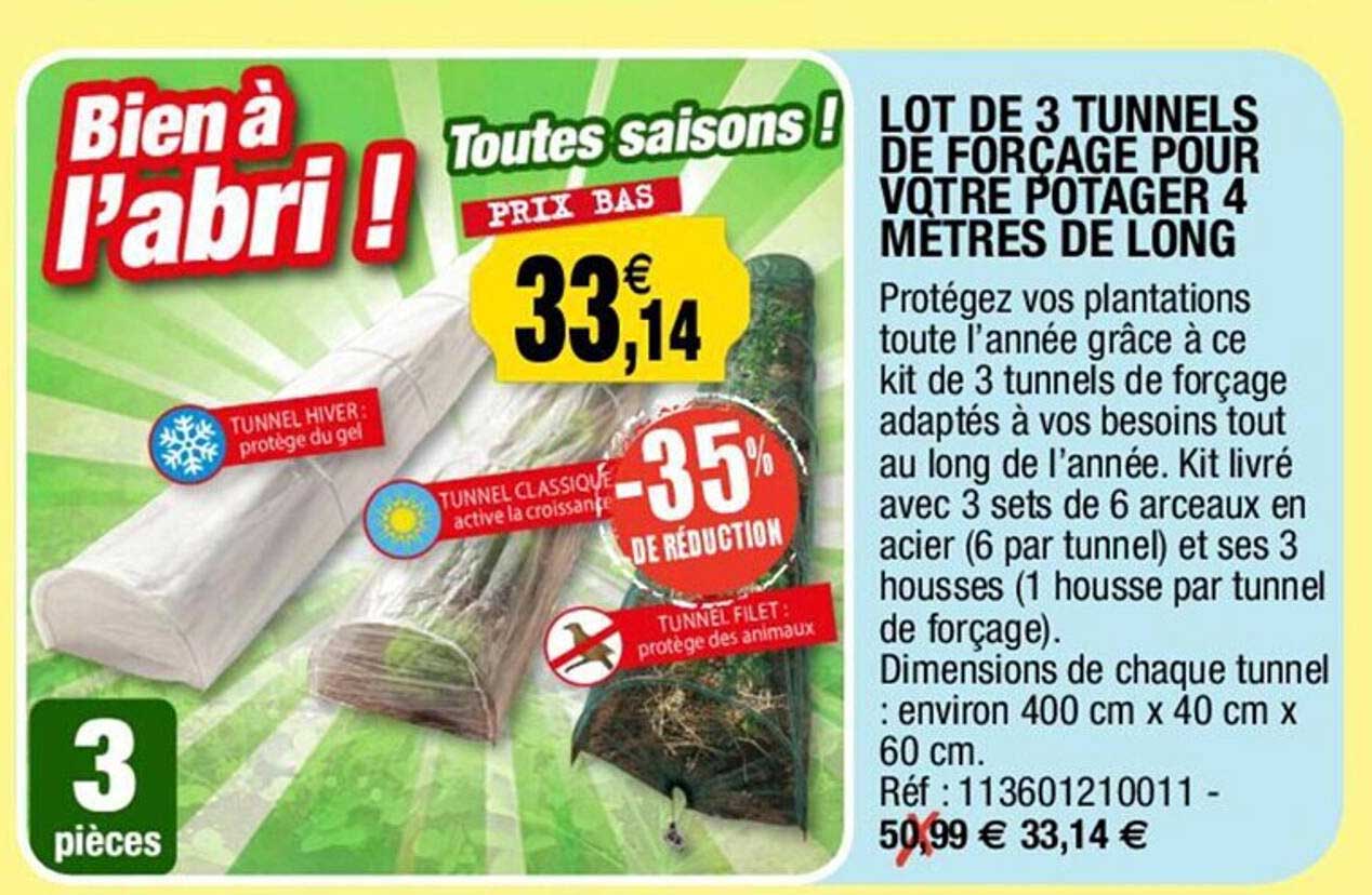 lot de 3 tunnels de forçage pour votre potager 4 mètres de long