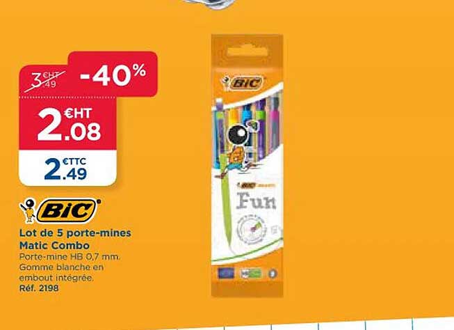 lot de 5 porte-mines matic combo bic