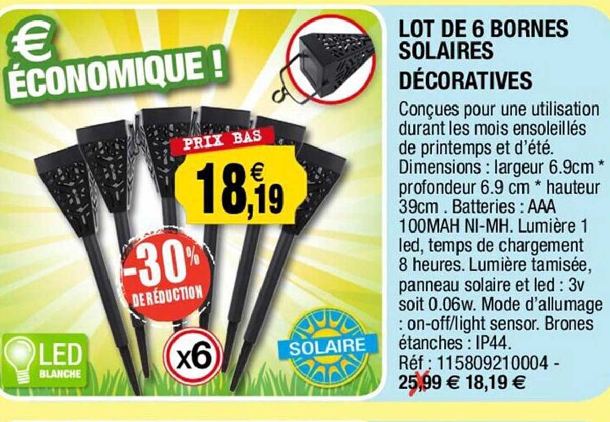 lot de 6 bornes solaires décoratives