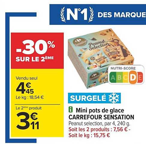 mini pots de glace carrefour sensation