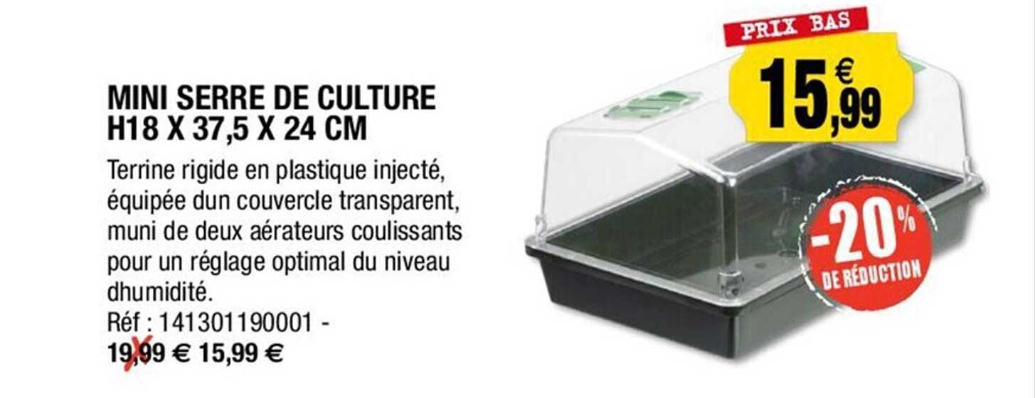 mini serre de culture h18 x 37,5 x 24 cm