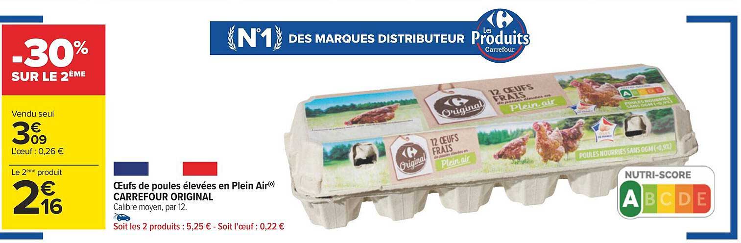 œufs de poules élevées en plein air carrefour original