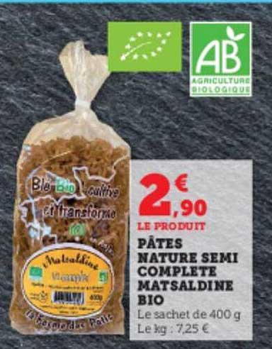Pâtes Nature Semi Complète Matsaldine Bio