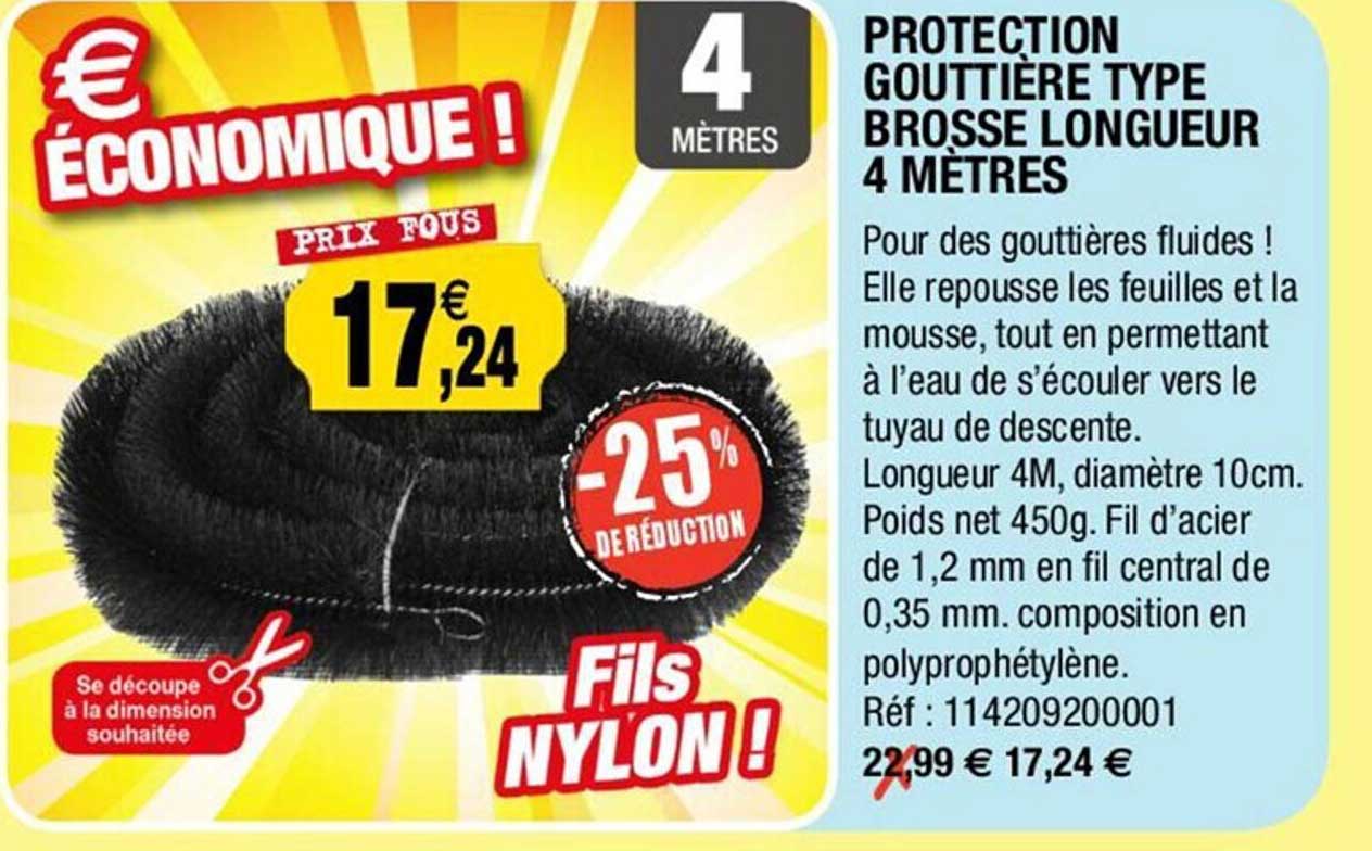 protection gouttière type brosse longueur 4 mètres