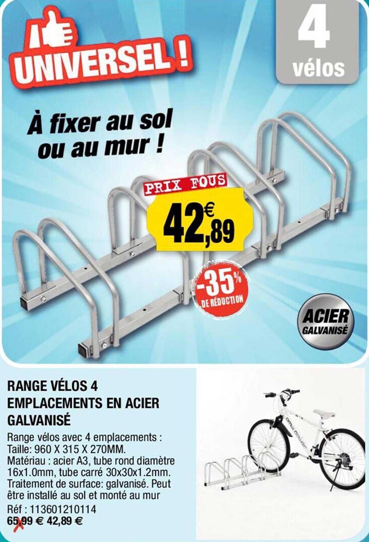 range vélos 4 emplacements en acier galvanisé
