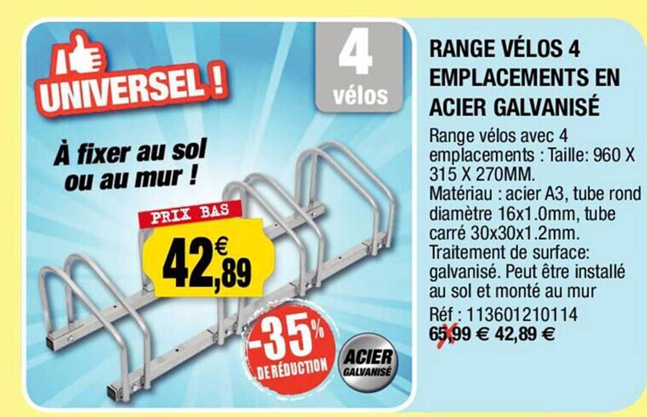range vélos 4 emplacements en acier galvanisé