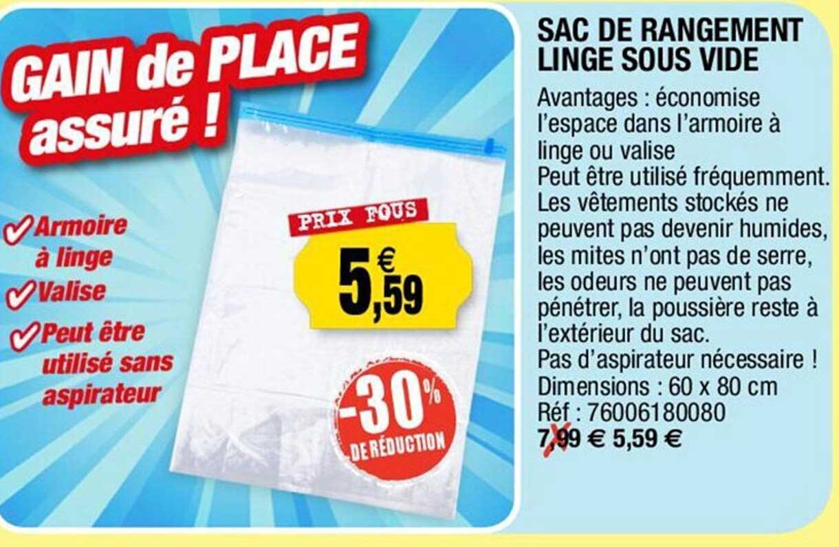 sac de rangement linge sous vide