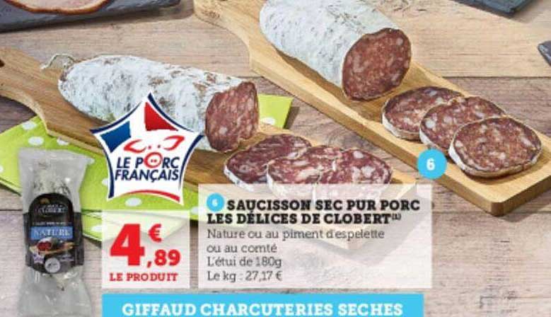 Saucisson Sec Pur Porc Les Délices De Clobert