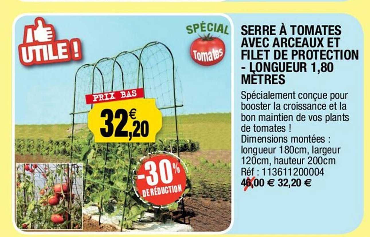 serre à tomates avec arceaux et filet de protection - longeur 1,80 mètres