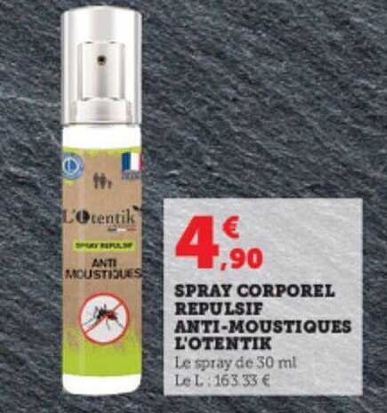 spray corporel répulsif anti-moustiques l'otentik