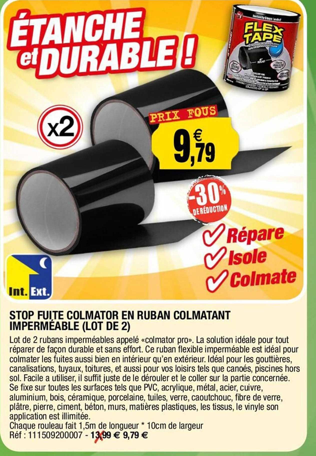 stop fuite colmator en ruban colmatant imperméable (lot de 2)