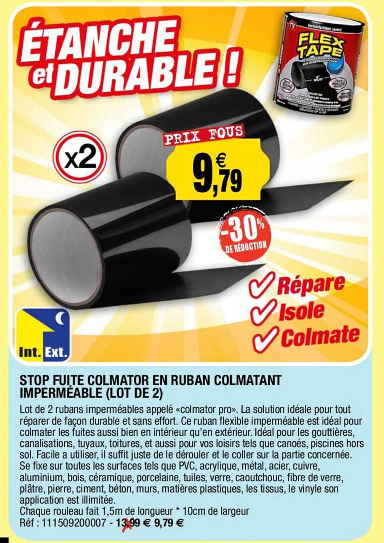 stop fuite colmator en ruban colmatant imperméable (lot de 2)