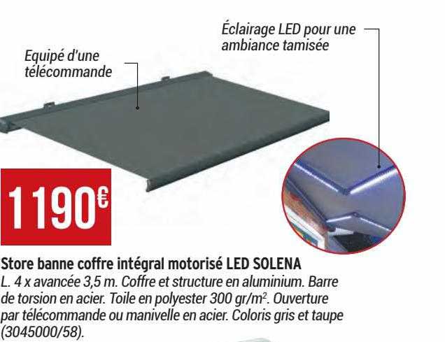 store banne coffre intégral motorisé led solena