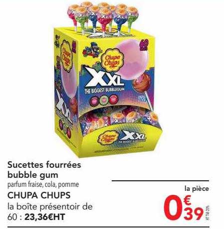 sucettes fourrées bubble gum chupa chups