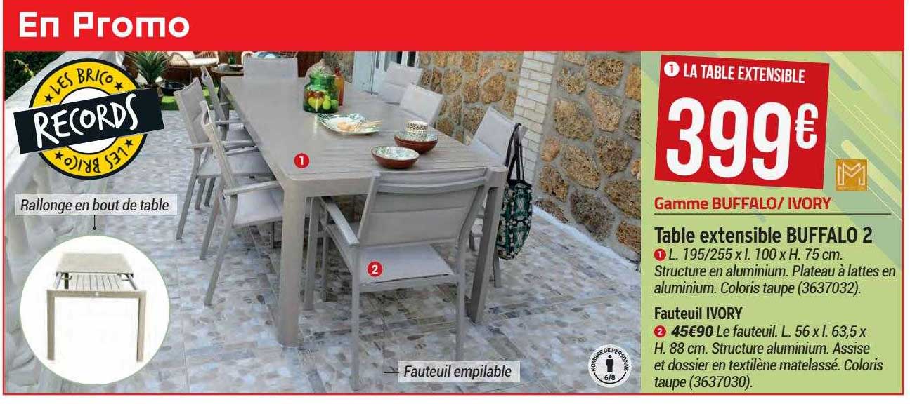 table extensible buffalo 2, fauteuil ivory