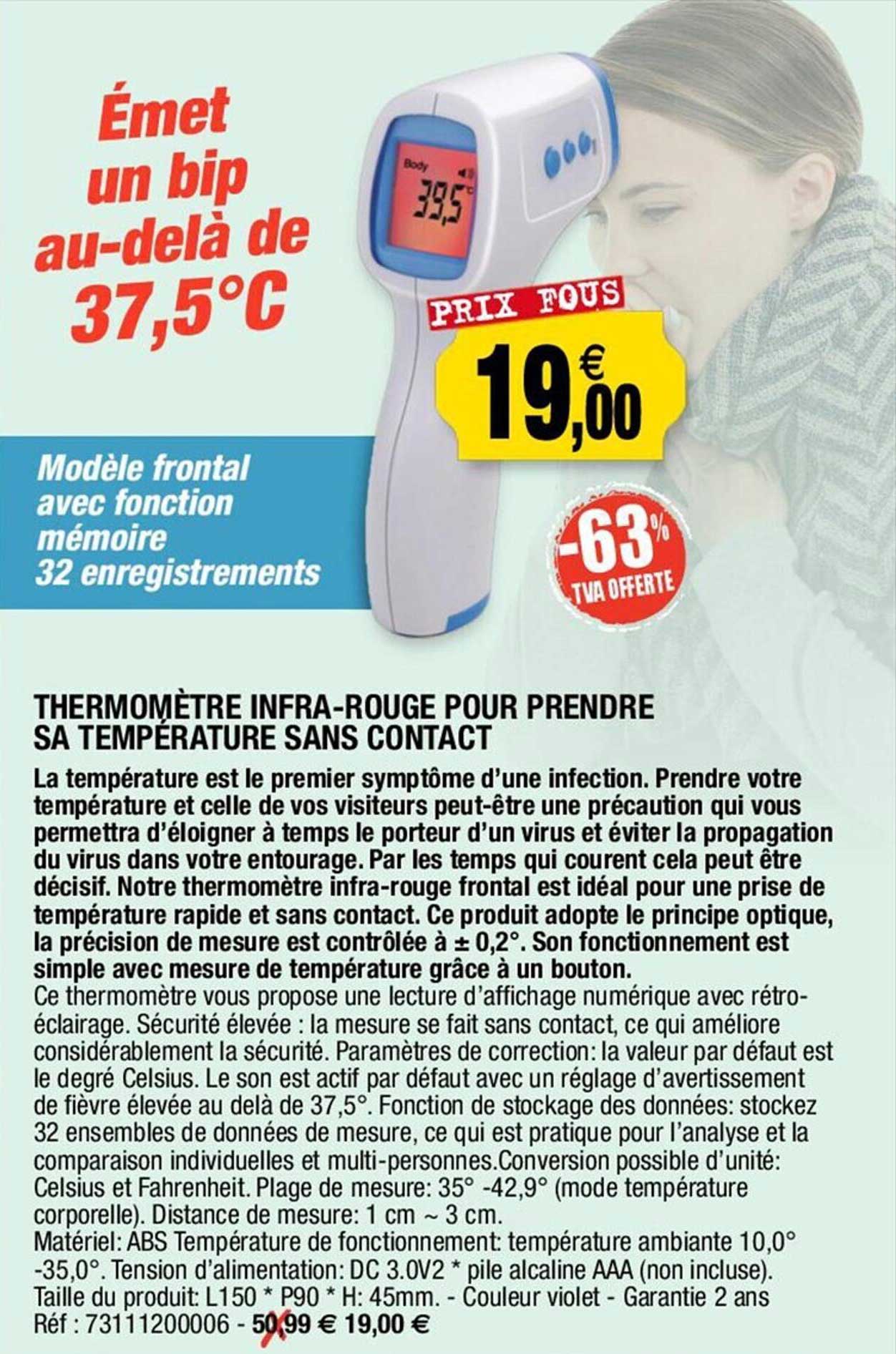thermomètre infra-rouge pour prendre sa température sans contact
