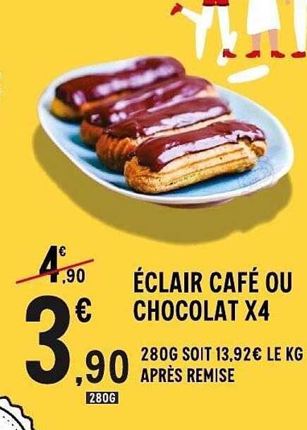 ÉCLAIR CAFÉ OU CHOCOLAT X4