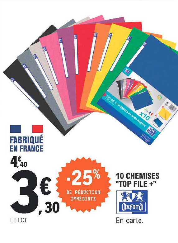 10 chemises "top file +" oxford