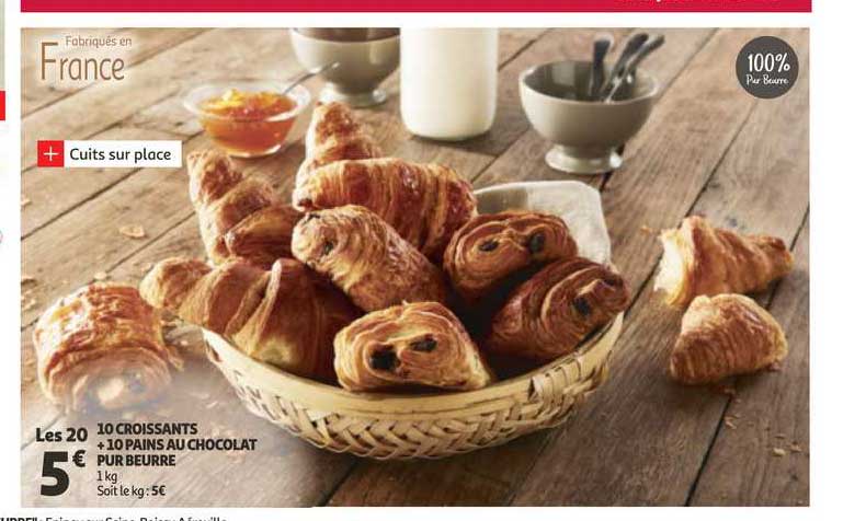 10 Croissants + 10 Pains Au Chocolat Pur Beurre