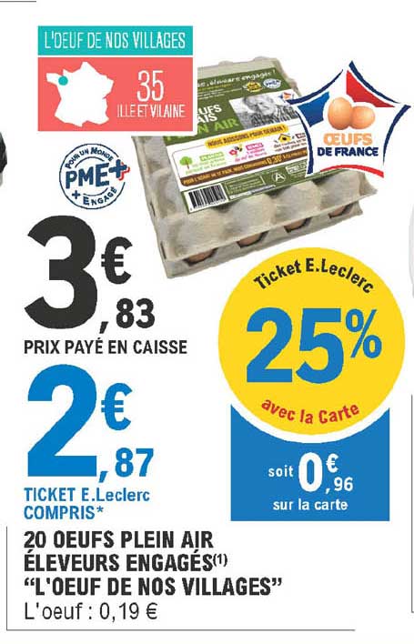 20 oeufs plein air éleveurs engagés "l'œuf de nos villages"