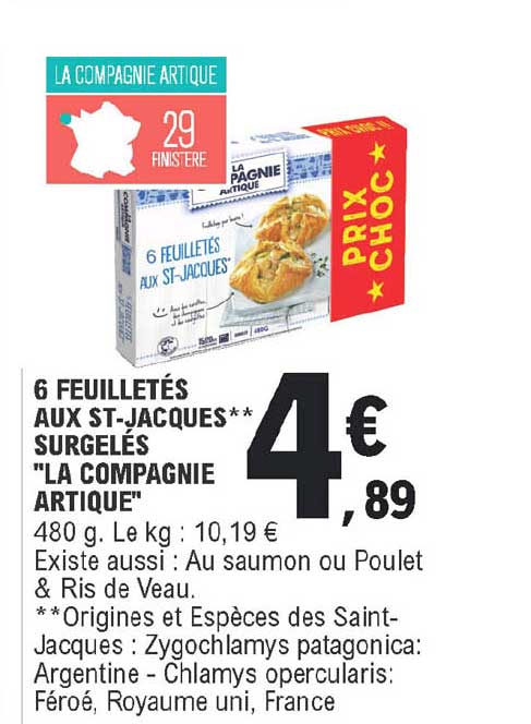 6 feuilletés aux st-jacques surgelés "la compagnie artique"