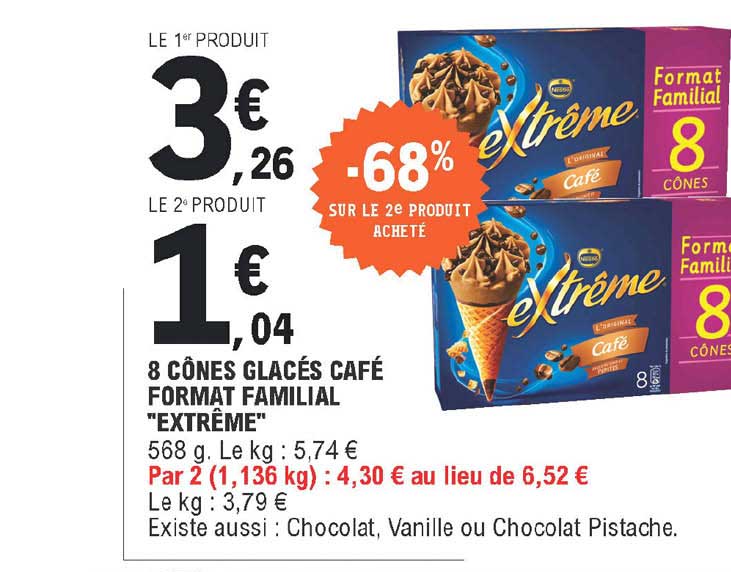 8 cônes glacés café format familial "extrême"