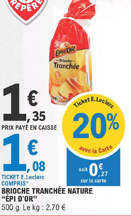 brioche tranchée nature "épi d'or"