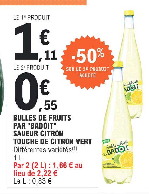 bulles de fruits par "badoit" saveur citron touche de citron vert