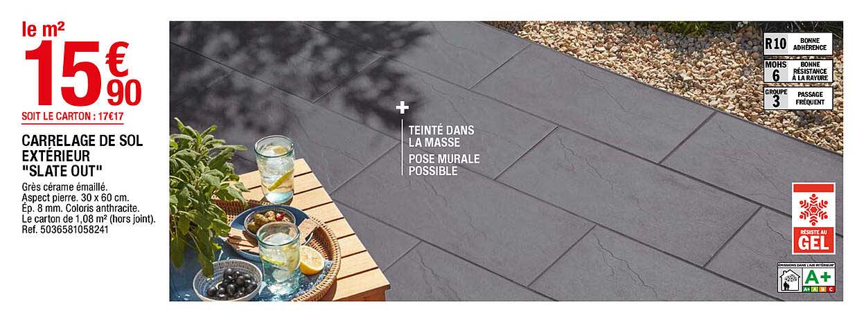 carrelage de sol extérieur "slate out"