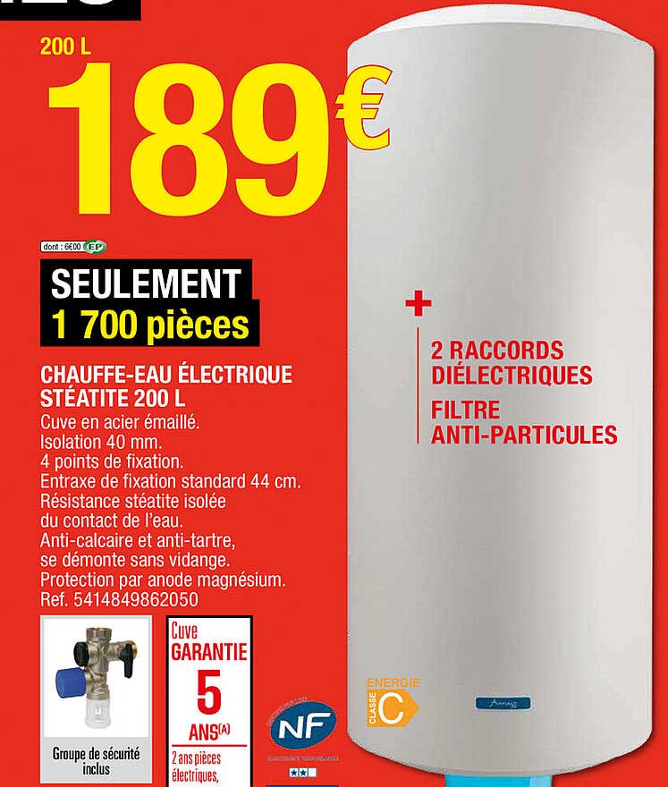 chauffe-eau électrique stéatite 200 l