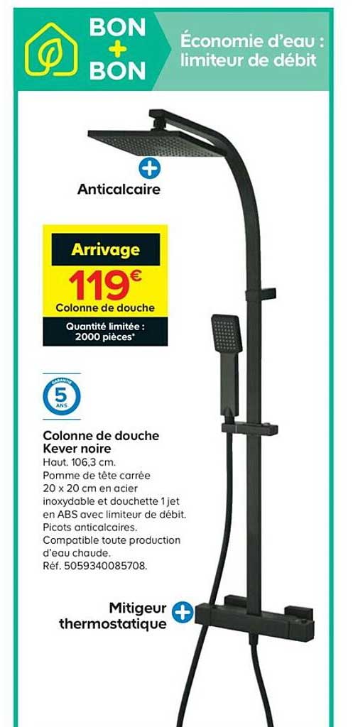 Colonne De Douche Kever Noire