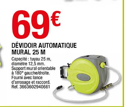 Dévidoir Automatique Mural 25 M