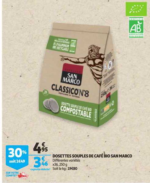 dosettes souples de café bio san marco