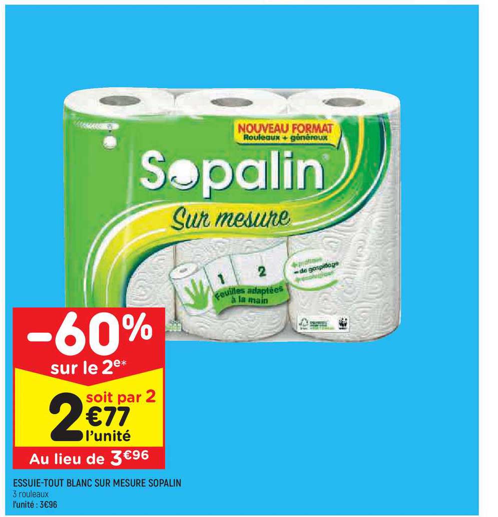 essuie-tout blanc sur mesure sopalin