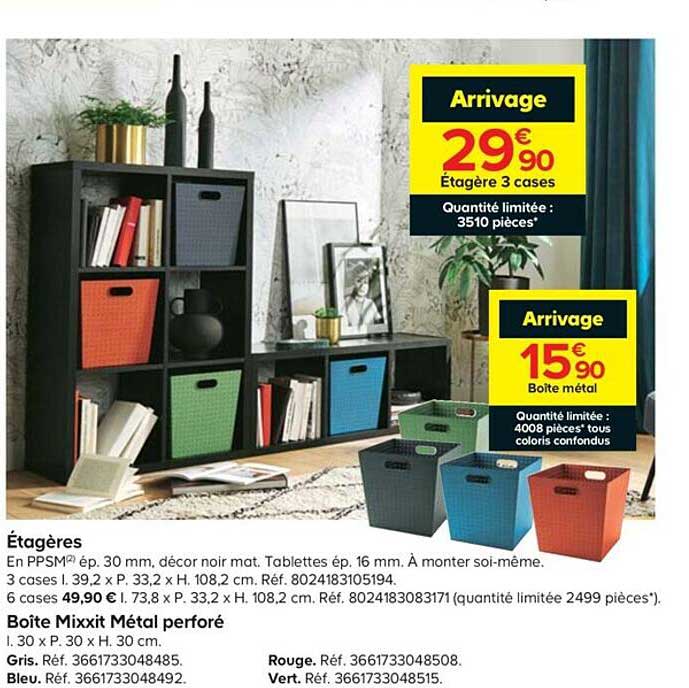 étagères 3 Cases Boîte Mixxit Métal Perforé