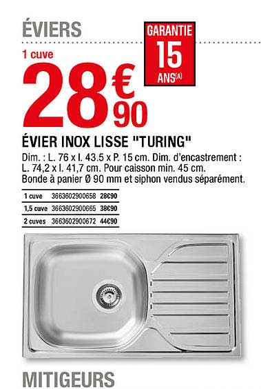 évier Inox Lisse "turing"
