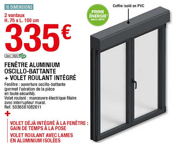 Fenêtre Aluminium Oscillo Battante + Volet Roulant Intégré