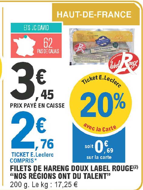 filets de hareng doux label rouge "nos régions ont du talent"