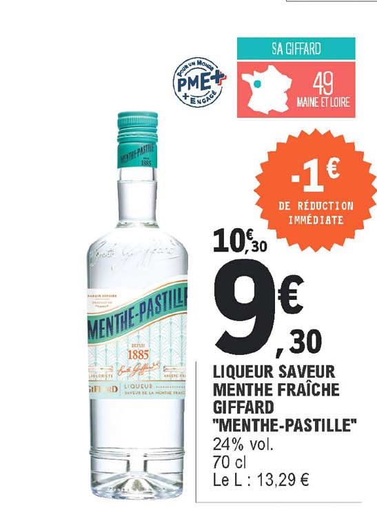 liqueur saveur menthe fraîche giffard "menthe-pastille"