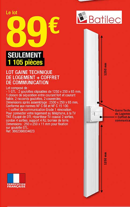 Lot Gaine Technique De Logement + Coffret De Communication Batilec