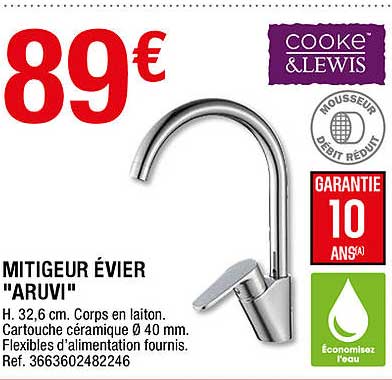 mitigeur évier "aruvi" cooke&lewis