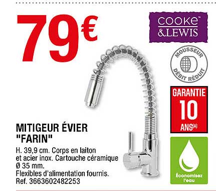 mitigeur évier "farin" cooke&lewis