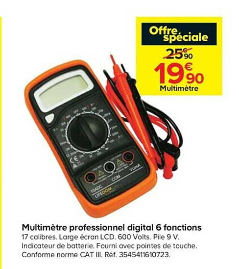 multimètre professionnel digital 6 fonctions