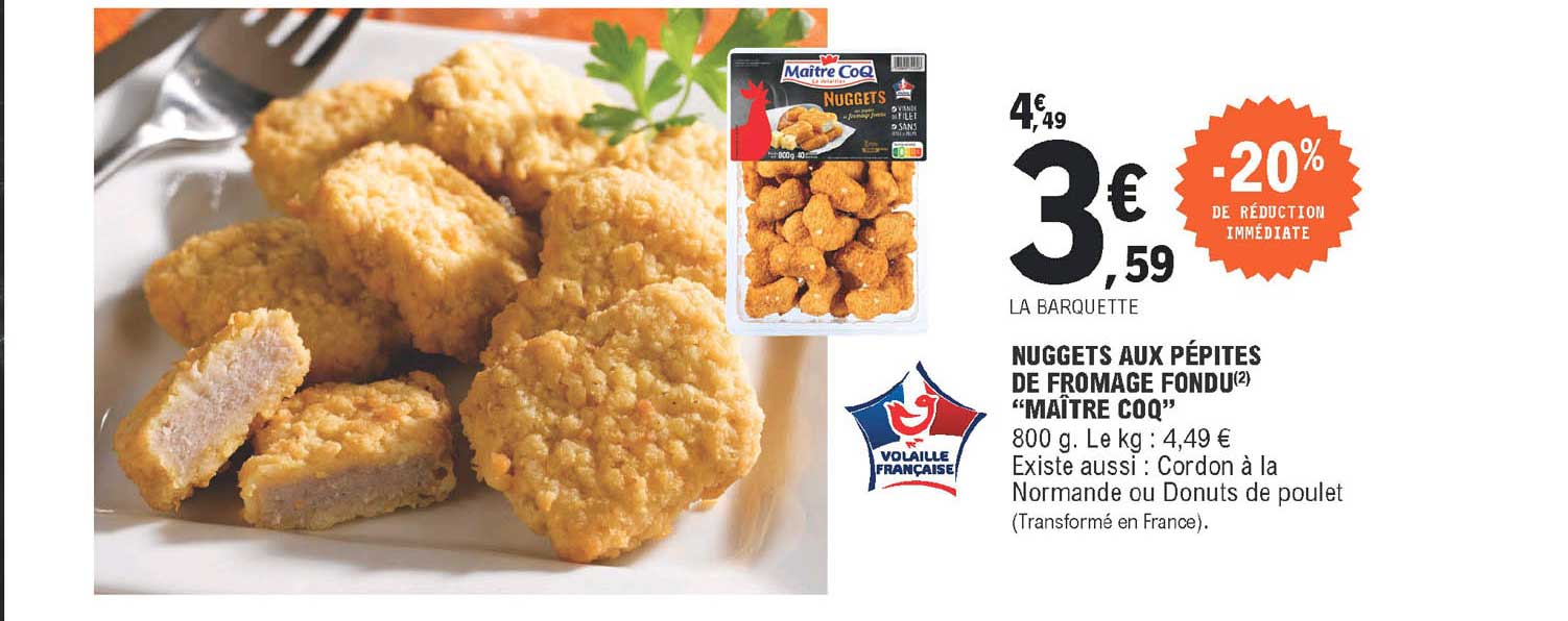 nuggets aux pépites de fromage fondu "maître coq"
