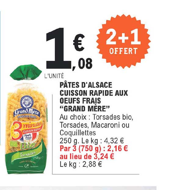 pâtes d'alsace cuisson rapide aux oeufs frais "grand mère"