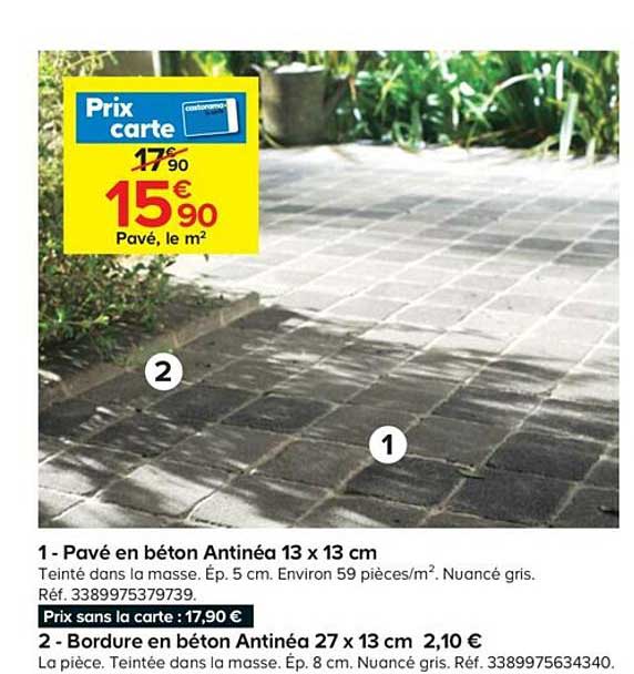 Pavé En Béton Antinéa 13 X 13 Cm Bordure En Béton Antinéa 27 X 13 Cm