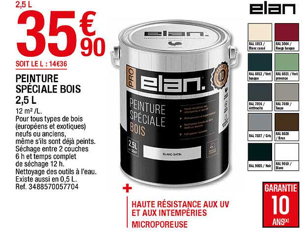 peinture spéciale bois 2.5 l elan